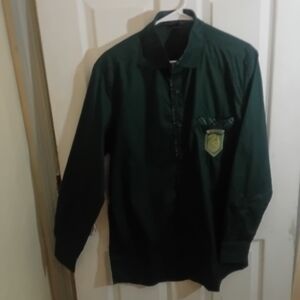 Universal Studios Harry Potter SLYTHERIN Men's Green Button Down Shirt Medium